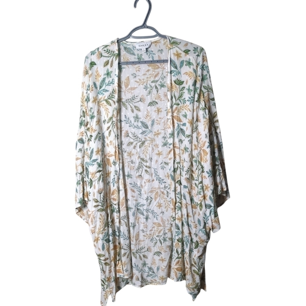 Gilli Floral Kimono‎ O/S Swiss Dots White/Green/Yellow